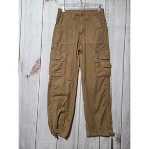 American Eagle Khaki Tan Cargo Pants Ladies 6 Short Utility Jogger Drawstring